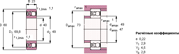 Подшипник 2208 E-2RS1TN9