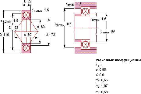 Подшипник QJ 212 MA
