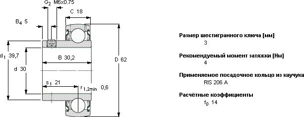 Подшипник YAT 206