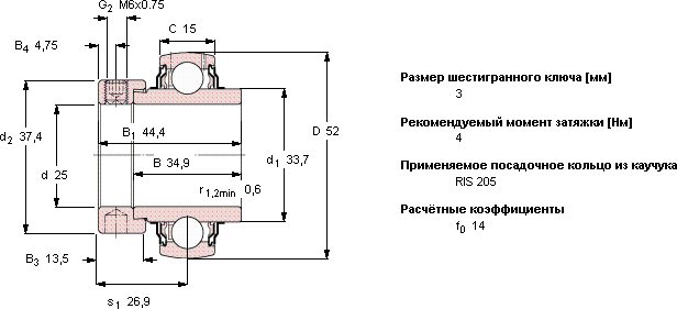 Подшипник YEL 205-2F