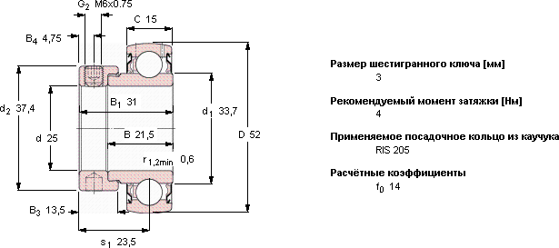 Подшипник YET 205