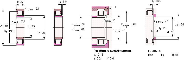 Подшипник NU 315 ECM